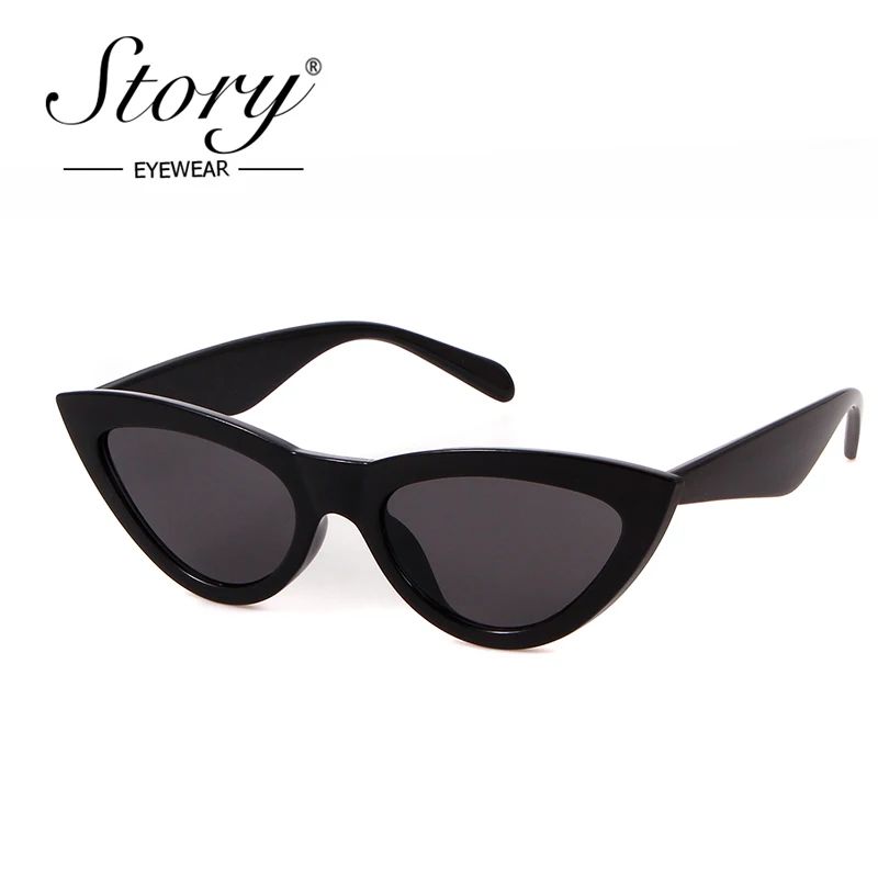 STORY 2018 Fashion Women Cat Eye Sunglasses Vintage Retro Triangle Oversized Sun Glasse For Women 90S Glasses Female Shades