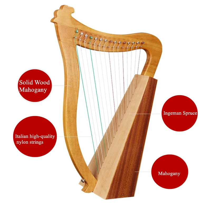 JLM Handmade harp 15 or 19 strings Musical instrument portable small lyre Arpa easy to learn Harfe