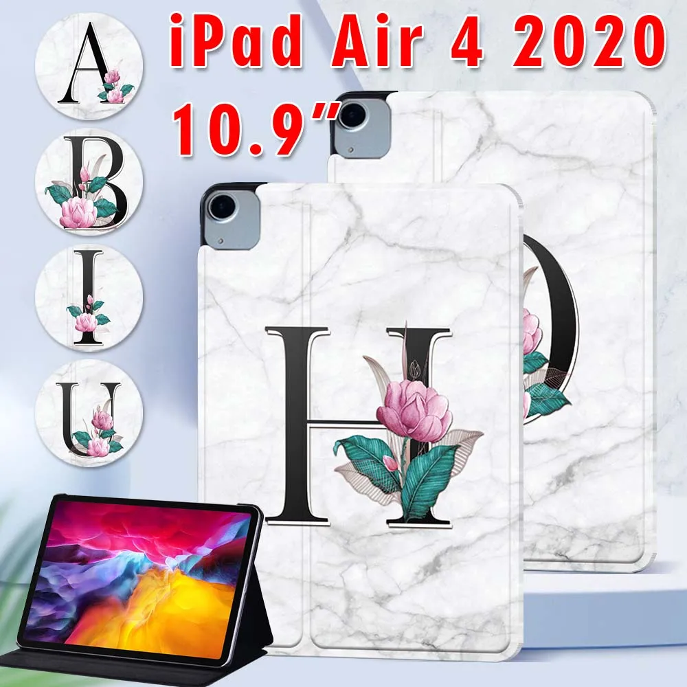 

For Apple IPad Air 4 10.9 Inch 2020 Tablet Stand Heavy Duty Protective Case - White Marble Series Pattern