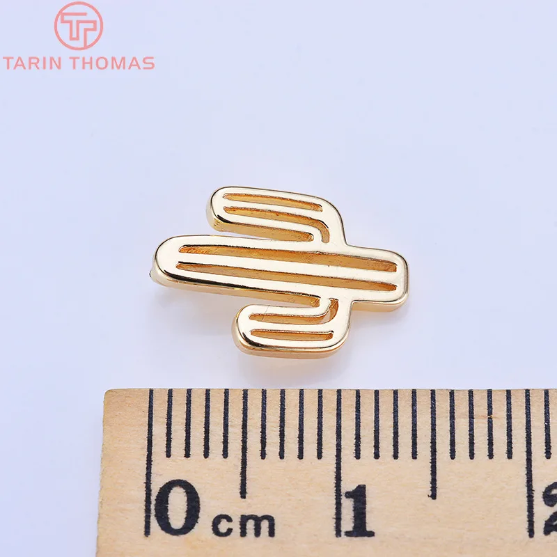 (825)10PCS 14x8MM 24K Gold Color Brass Hollow Cactus Pendants Charms High Quality Diy Jewelry Findings Accessories