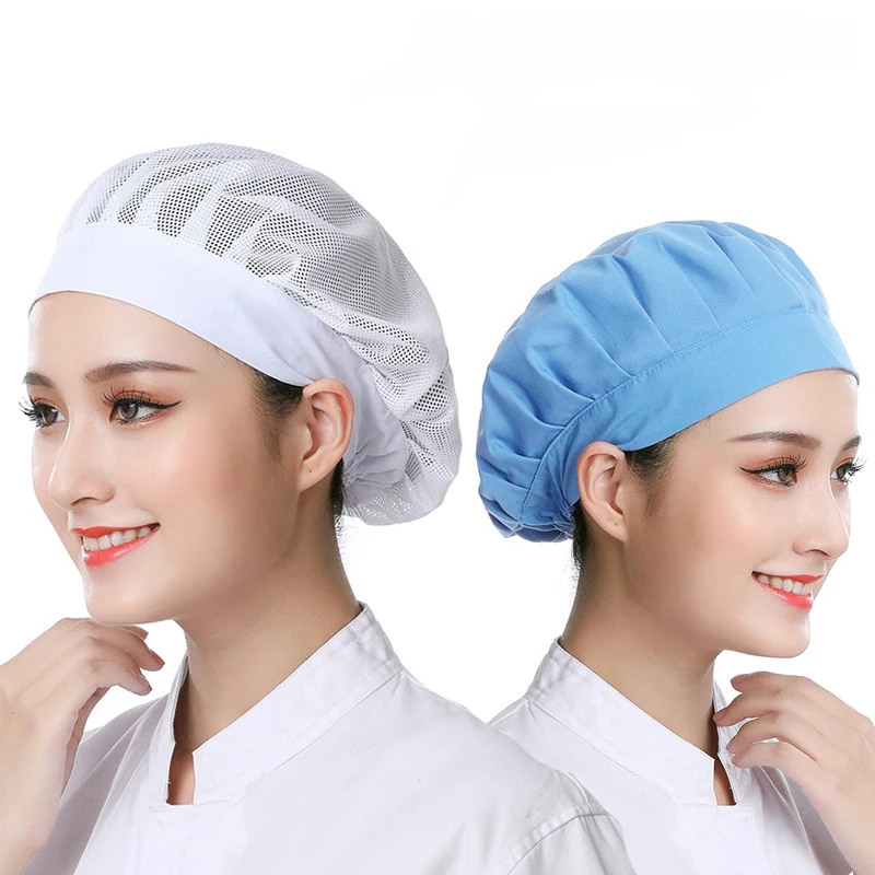 4สีห้องครัว Chef หมวกทำงานหมวก Waiter หมวกอาหารถูกสุขลักษณะป้องกันฝุ่น Stuff หมวกตาข่ายเครื่องดื่มหมวกห้องครัวและบ้านอุปกรณ์เสริม