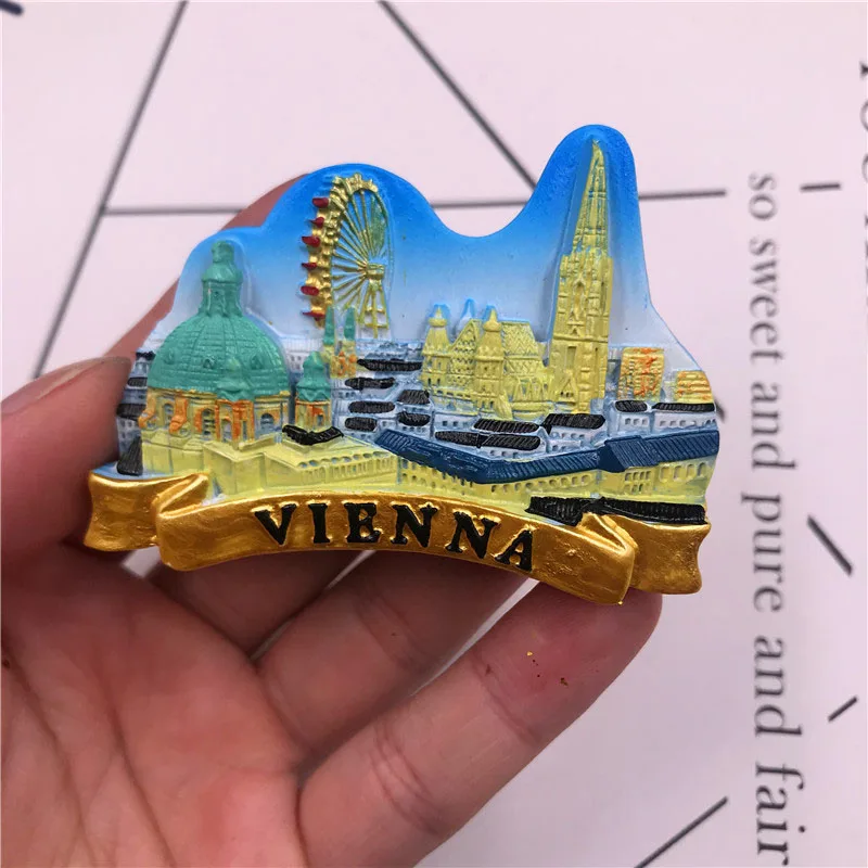 Tourist souvenir decoration Hungary Budapest Austria Vienna panorama refrigerator paste resin magnetic tourist souvenir crafts