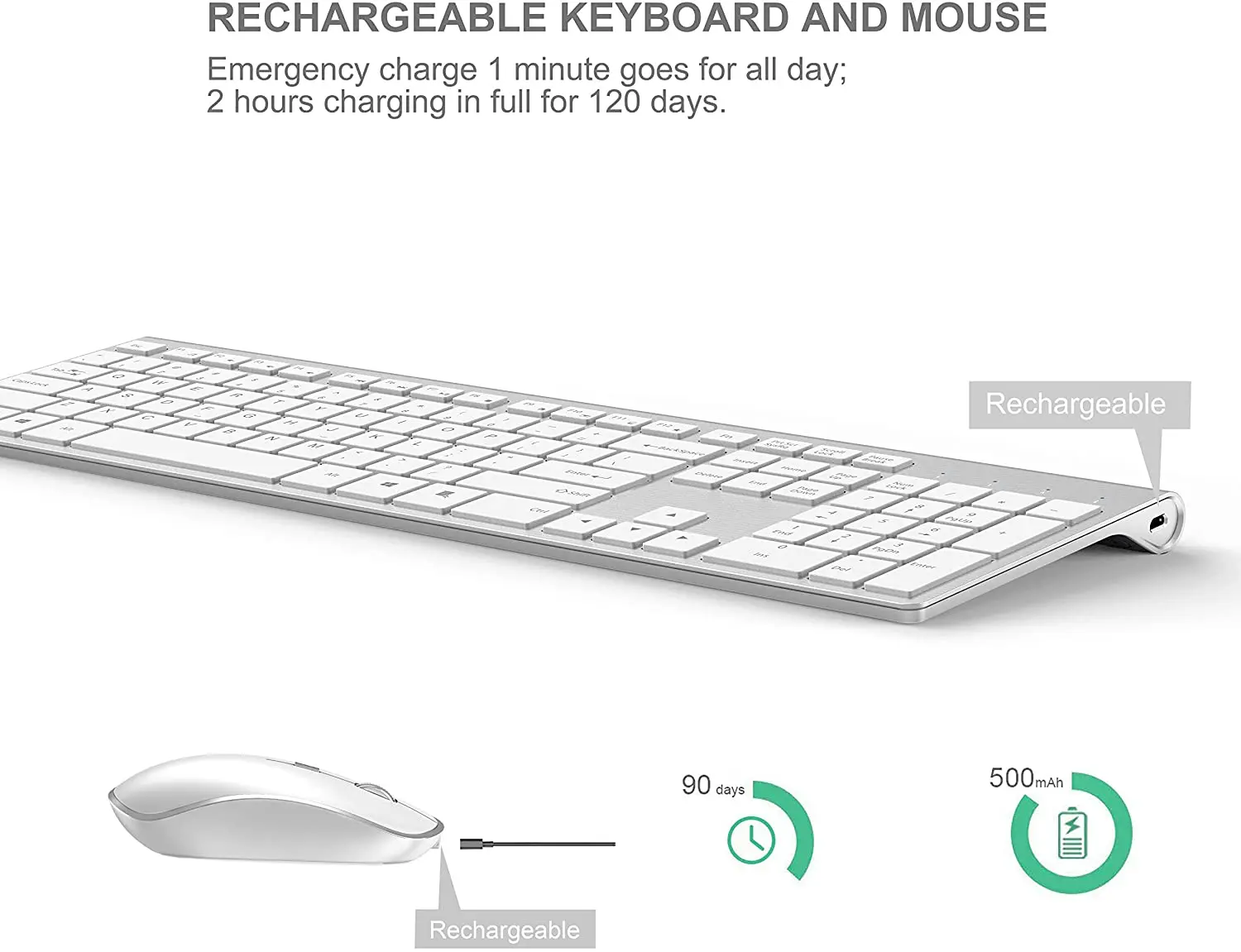 2.4G คีย์บอร์ดไร้สายแบบเป็นทางการ ergonomic ขนาดออกแบบแบบเป็นทางการรัสเซีย/ภาษาอังกฤษ/เยอรมัน/ฝรั่งเศสแบบเป็นทางการแล็ปท็อป/PC/ Windows,เงิน