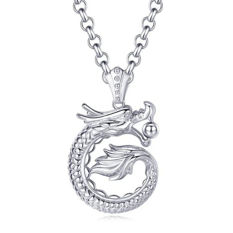 Exquisite Craved Dragon Pendant Necklace For Men Jewelry  2025 Vintage Male Chain Choker Necklace Accessories Boy