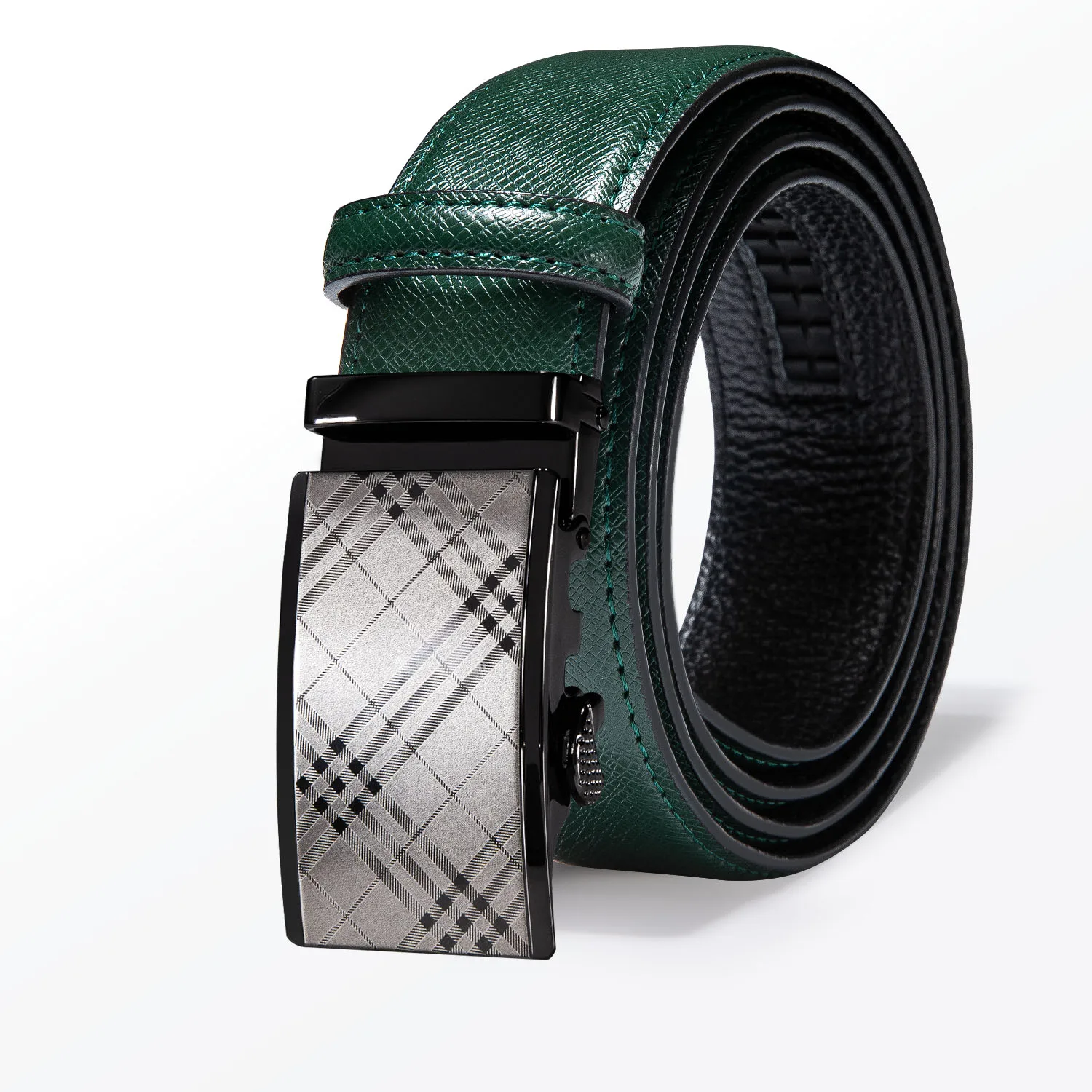 Quality Green Leather Belts For Men Bussiness Casual Belts Metal Automatic Buckle New Fashion Jeans Trousers Pants Waistband