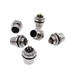 M12 Flange Socket Sensor Stainless Steel Connector A Type 4&5&8 Pin Male&Female Panel Back Mount Threaded Coupling