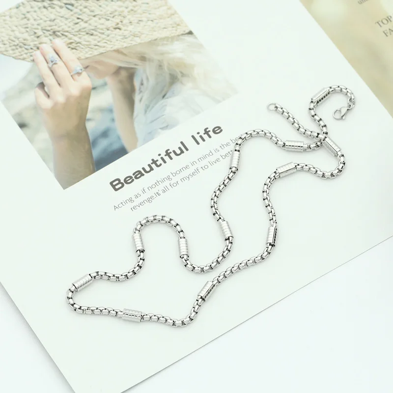 316L Stainless Steel New BOX Chain Necklace for Men Women Viking Jwelry Vintage Aestethic Cable Cuban Chunky Trendy Punk 3mm
