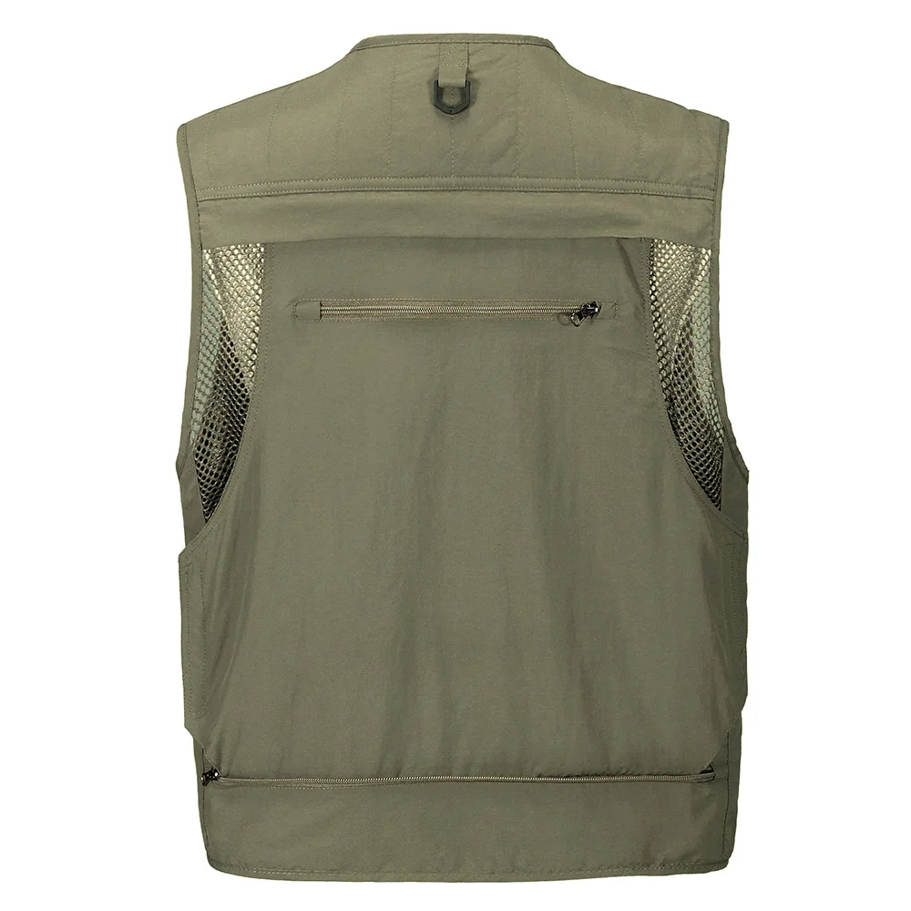 Cotton Men Summer Multi-Pocket Classic Waistcoat Sleeveless Male Unloading Solid Quick Dry Coat Photographer Tactical Field Vest