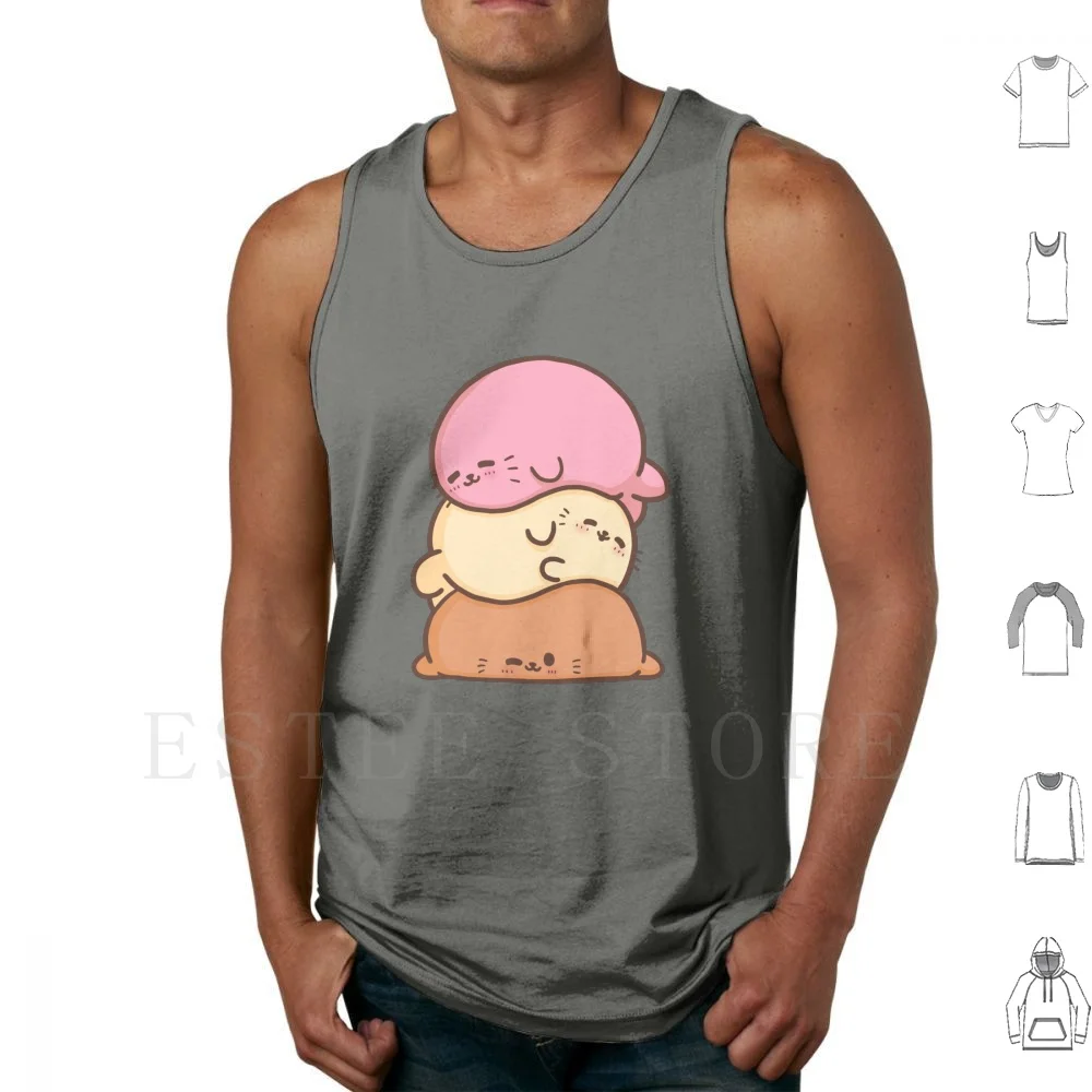 Neopolitan Seals Tank Tops Vest Sleeveless Kawaii Art Kawaii Cute Art Cute Seals Seal Cute Seals Fat Seals Pastel Animals