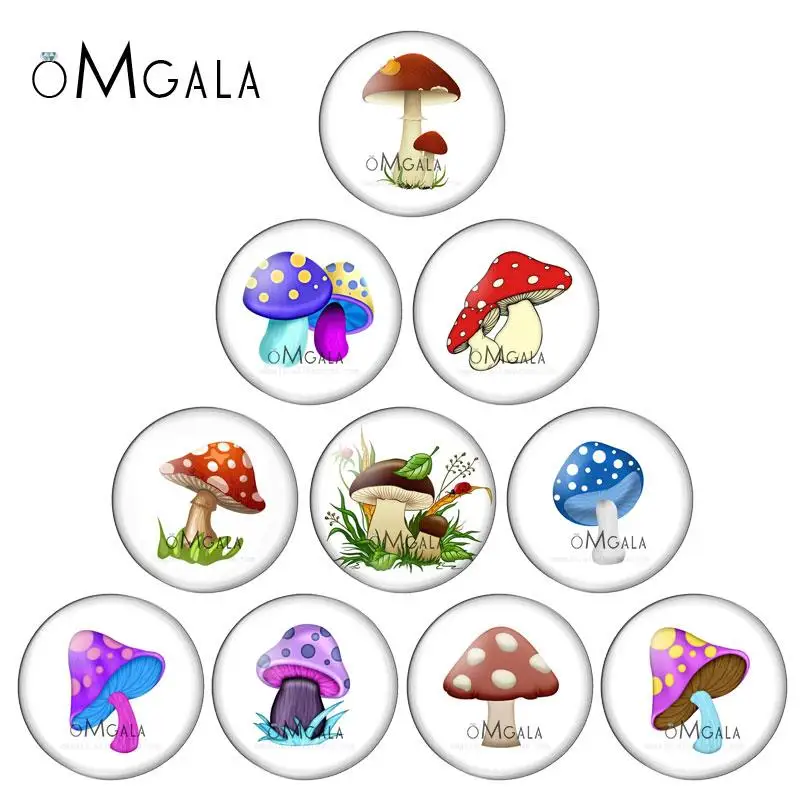 

Cartoon Lovely Mushroom Art Patterns 8mm/10mm12mm/18mm/20mm/25mm Round photo glass cabochon demo flat back Making findings