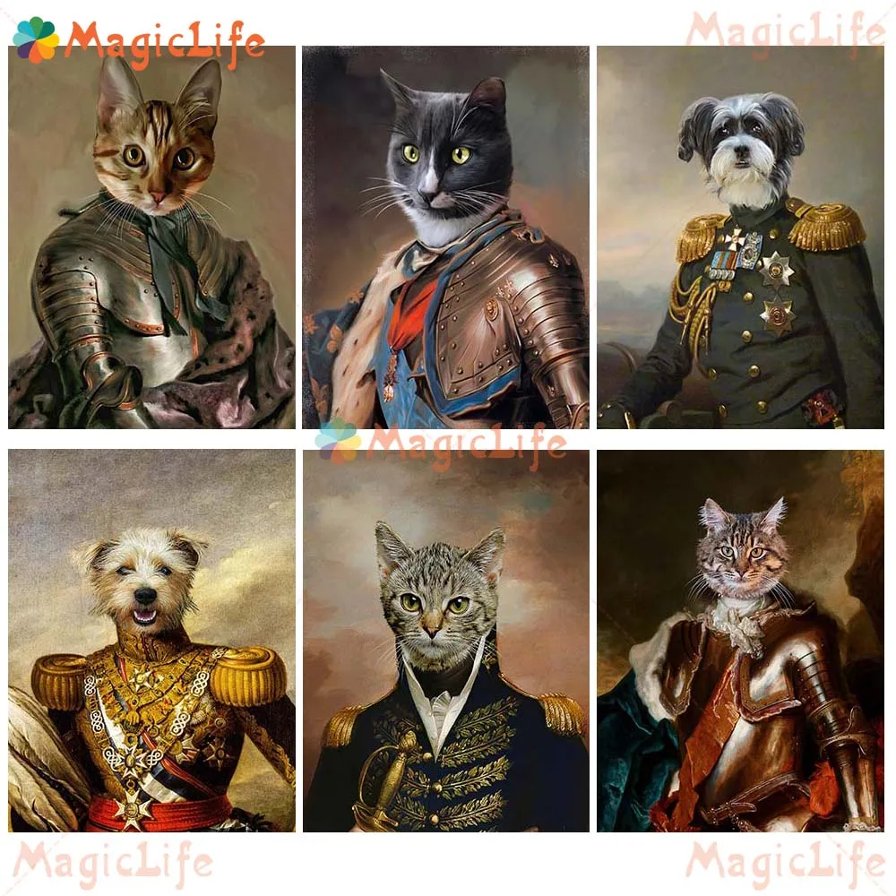 Funny Animal General Gentleman Pet Shop Wall Pictures For Living Room Home Decor Nordic Poster Wall Art Canvas Painting Unframed