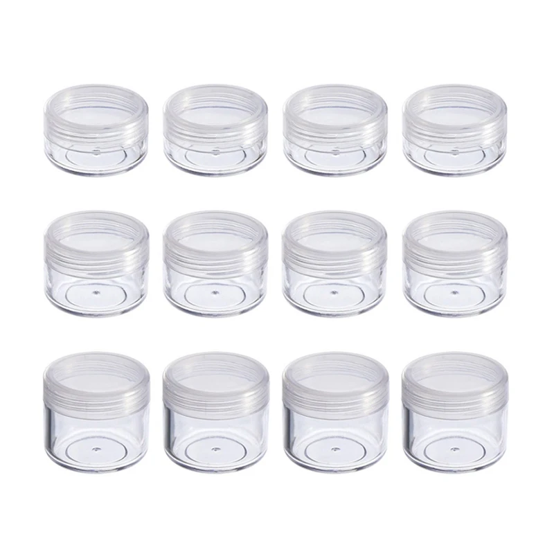 100pcs 10g/15g/ 20g ตัวอย่างคอนเทนเนอร์เครื่องสําอางรอบ CLEAR Jars พร้อมฝาปิดสําหรับแต่งหน้า Eye Shadow Powder โลชั่นเครื่องประดับ