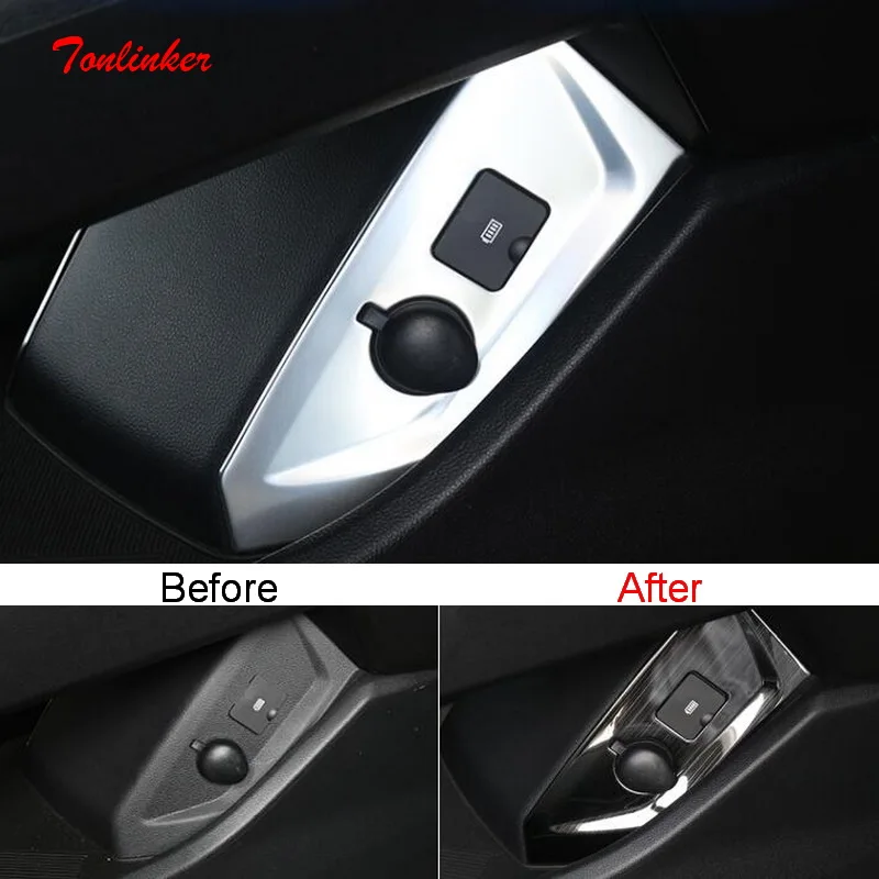 Tonlinker Interior Car Front Door USB Port Cover Sticker For GWM HAVAL H6 2021 Car Styling 2 PCS Stainless Steel Cover Stickers