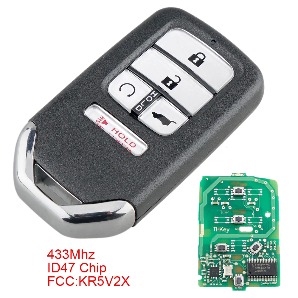 

433Mhz FSK SUV 5 Buttons Smart Remote Car Fob with ID47 Chip KR5V1X Keyless Entry for Honda Piot CR-V Civic 2016 2017 2018 2019