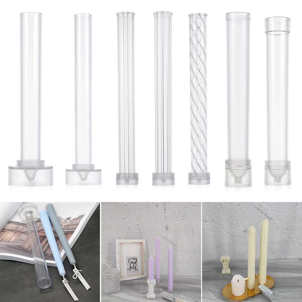 DIY Craft Plastic Handmade Match Large Cylinder Rib Candle Mold Long Pole Stripe Soap Making