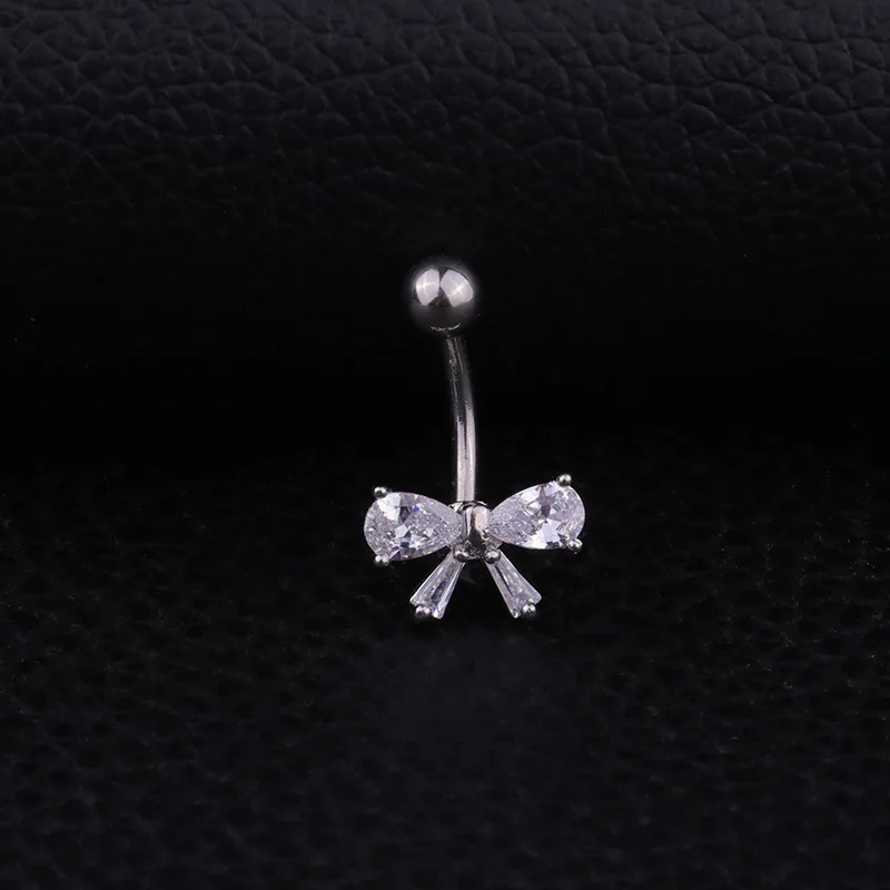 New Hot Fashion Sexy Piercing Navel Nail Body Jewelry Bow Pendant Crystal Belly Button Rings for Women Girls