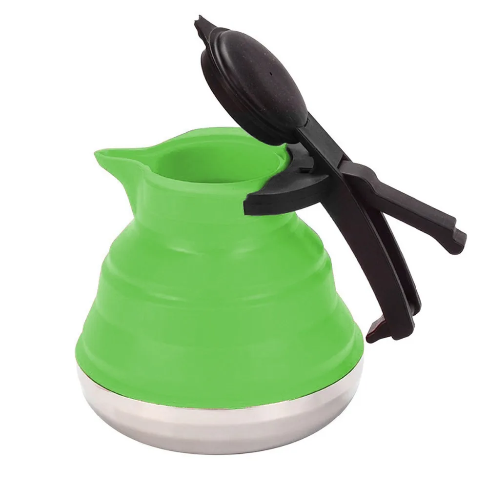 3 Colors Portable Folding Silicone Water Kettle 1.5L Water Pot Outdoor Camping Travelling Hiking Kitchen Tools Tea Coffee Kettle