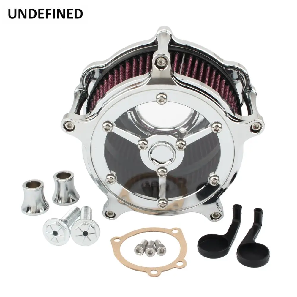 Kit Asupan Pembersih Udara Potongan CNC Sepeda Motor Filter Udara Krom Aluminium untuk Harley Sportster Iron 883 XL883 XL1200 48 72 1991-2019