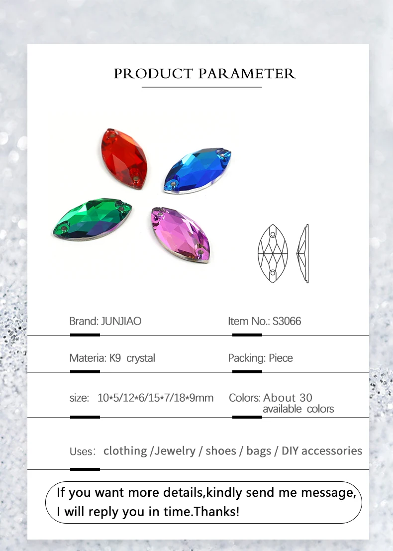 Horse EyeSewing Gems AB Flatback Rhinestones Glitter Sew On Crystals Stones Navette K5 Glass Strass For DIY Clothes Crafts