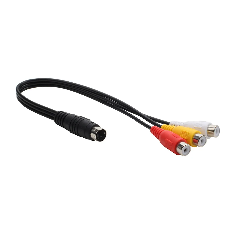 25cm 4 Pin S-Video Male to 3 RCA Female Adapter Splitter AV Cable for Laptop Computer