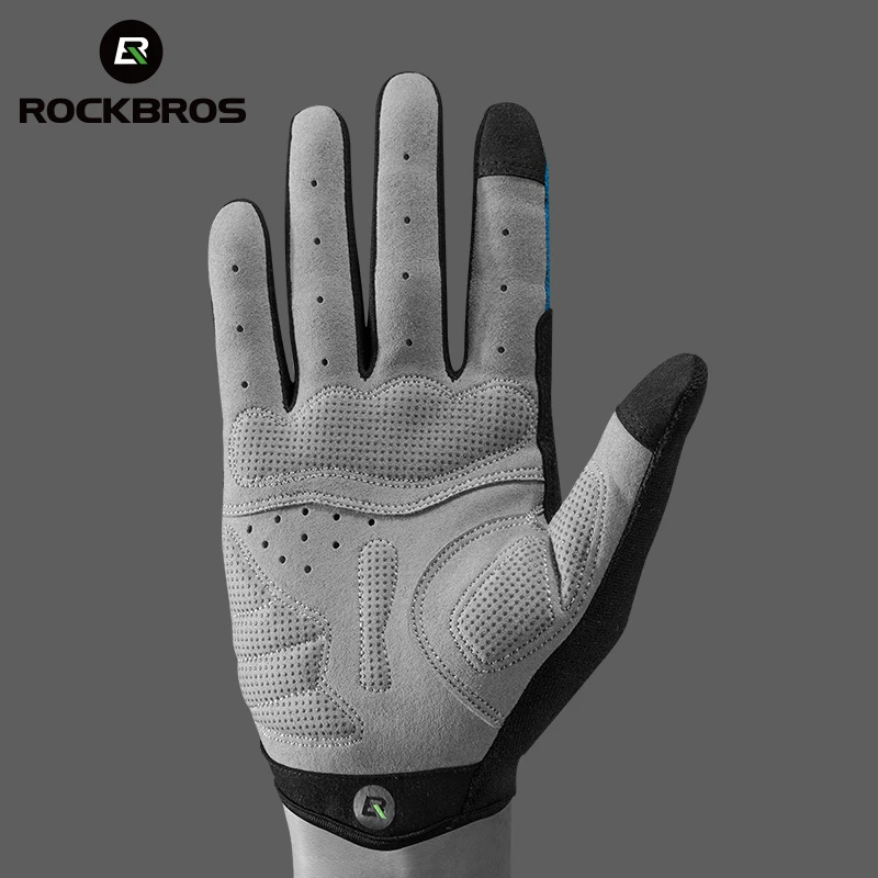 ROCKBROS Bicycle Gloves Breathable Comfortable Touch Screen SBR Plam Shockproof Full Finger Road Bike Gloves Cycling Equipment