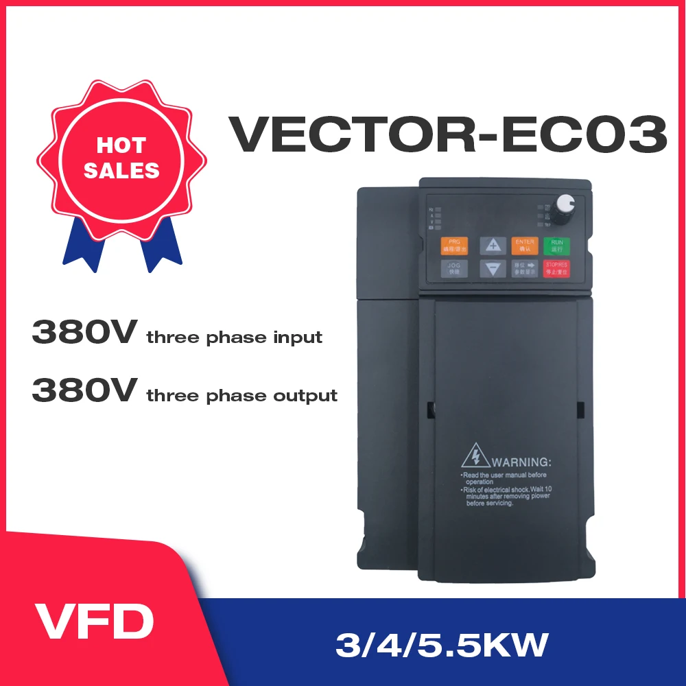 Vector Frequency Converter 380V 3KW/4KW/5.5KW Variable Frequency Drive 3 Phase Speed Controller Inverter Motor Angisy EC03