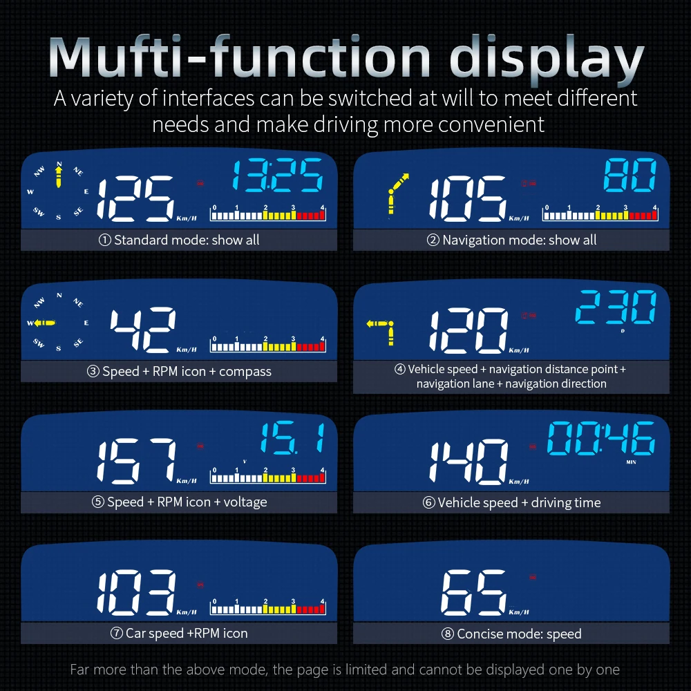 Car Navigator Computer Head Up Display HUD OBD2 + GPS Dual Mode Speedometer RPM Oil & Water Temp. With Live Navigation2021 New