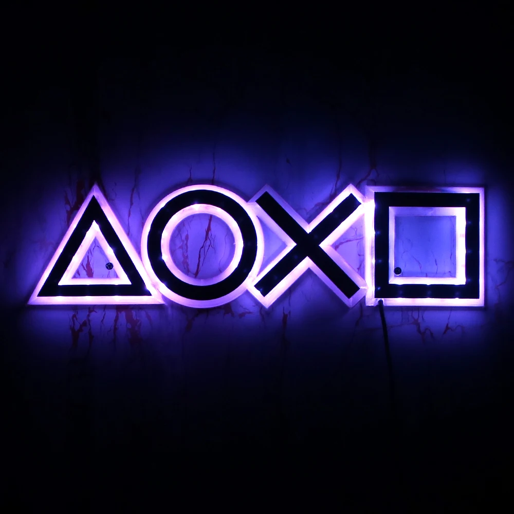 

Контроллер геймпада, кнопка, светящийся настенный светильник, зеркало, игровая консоль, кнопки для действий, разные цвета, меняющая игровую комнату, Светодиодный настенный знак