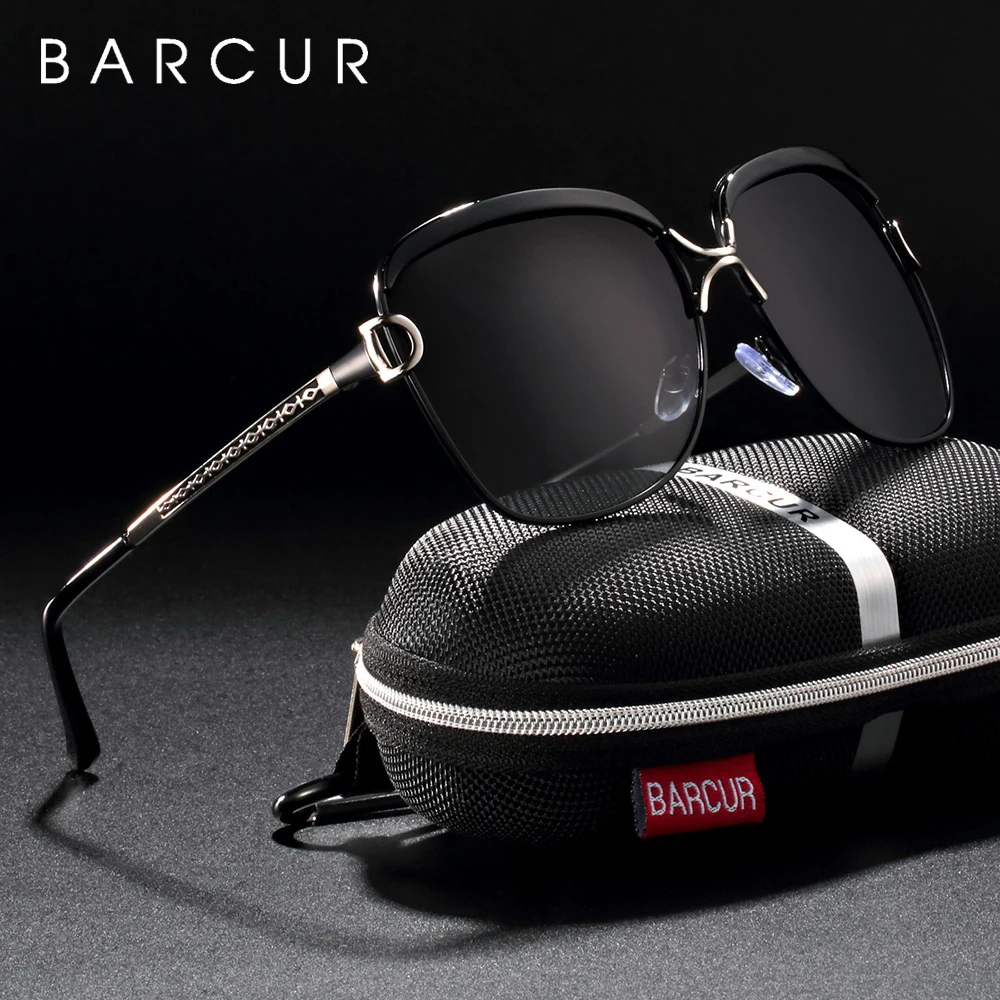 BARCUR New Fashion Sunglasses Women White Frame Gradient Polarized Sun Glasses Driving UV400 Eyewear with Update Box Free