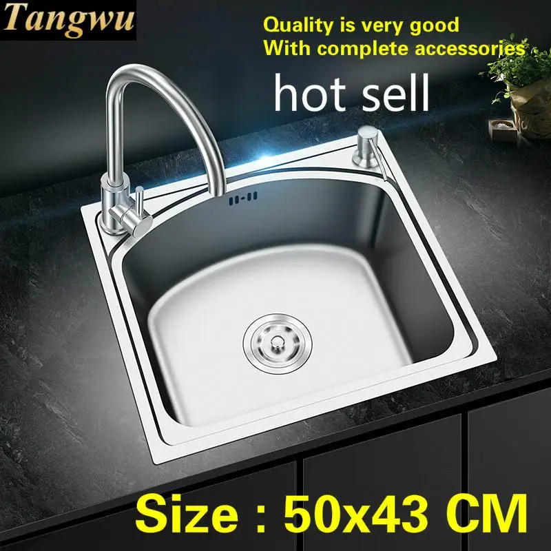 

Free shipping Standard mini balcony luxury kitchen single trough sink 304 food-grade stainless steel hot sell 500x430 MM