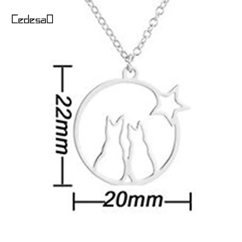 

Lover Cat with Star Necklace Personalized 925 Solid Silver Cat Lovely Pendants Necklaces Jewelry Gift