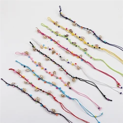 Wholesale Bulk Lots 50pcs Conch Shell Handmade Braided Cotton Rope Jewelry Cuff Bracelet For Women Mix Style Size Adjustable