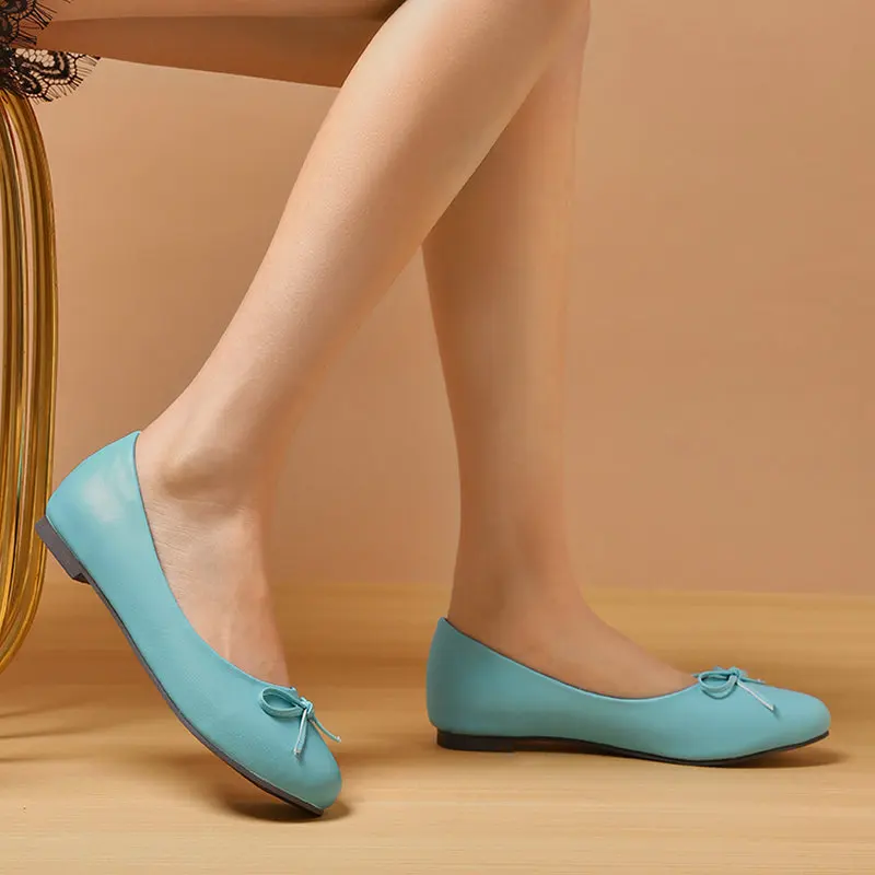 Women Ballet Flats Slip on Soft PU Leather Shoes Leisure Butterfly-knot Men Spring Summer Princess Girl Zapatillas Mujer Sapato