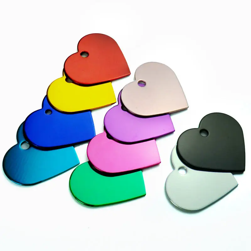 10 PCS Heart Dog ID Tag Cat Pendant for Collar Accessories Personalized Name Phone Customized Aluminum Engrave Wholsale