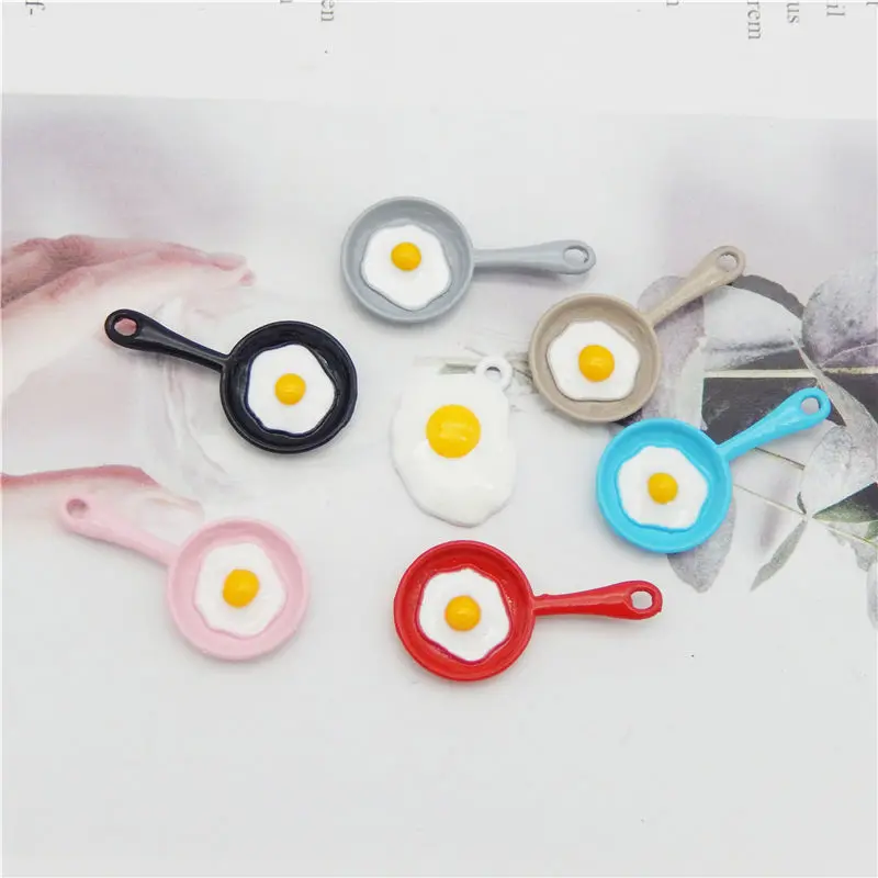 Julie Wang 7PCS Enamel Charms Mixed Fried Egg And Pan Pendants Alloy Bracelet Jewelry Making Accessory