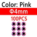 100 piezas de 4 mm, color rosa