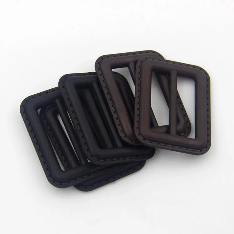 Black Imitation Leather Buckle, Three Gear Belt, Skirt Buckle, Coat Adjustment, Coffee Buckle, DIY Handcraft Supplies, 2Pcs