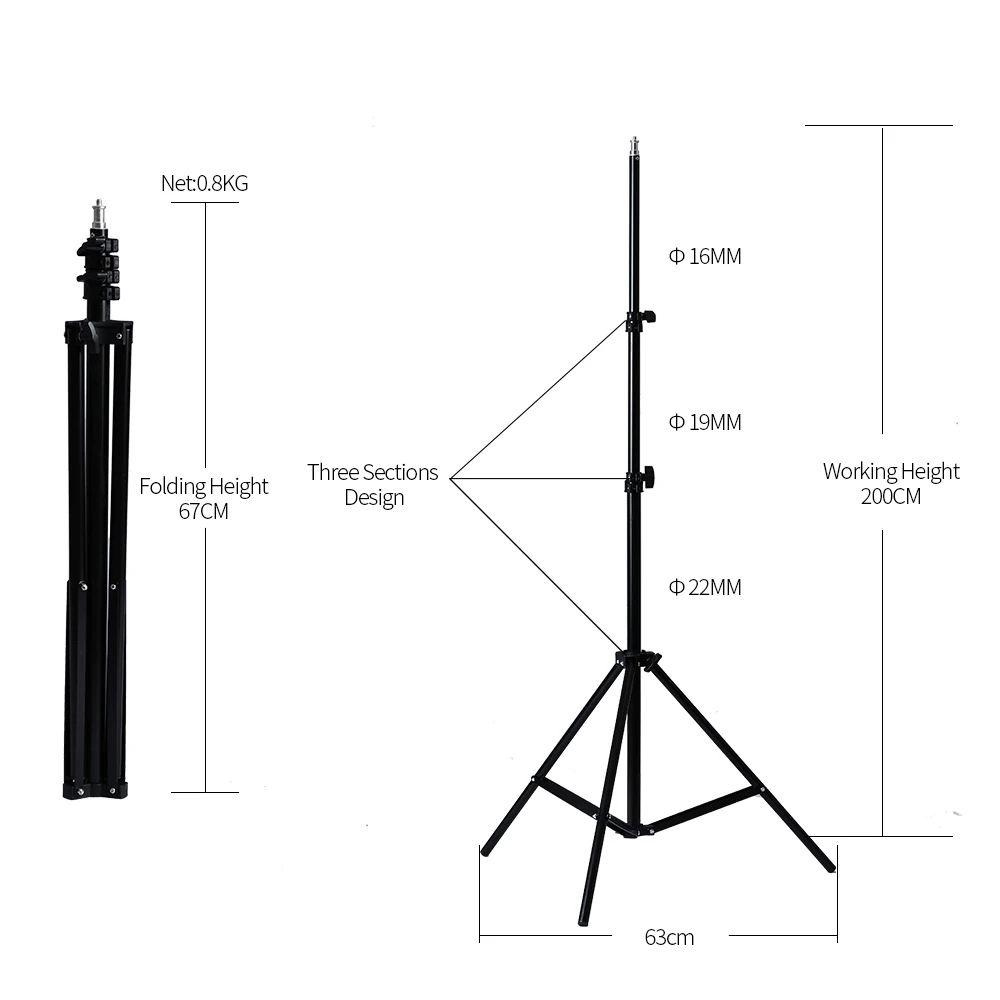 Professional Adjustable 2m(79inch) Light Stand Tripod With 1/4 Screw Head For Photo Studio Flashes Photographic Lighting Softbox