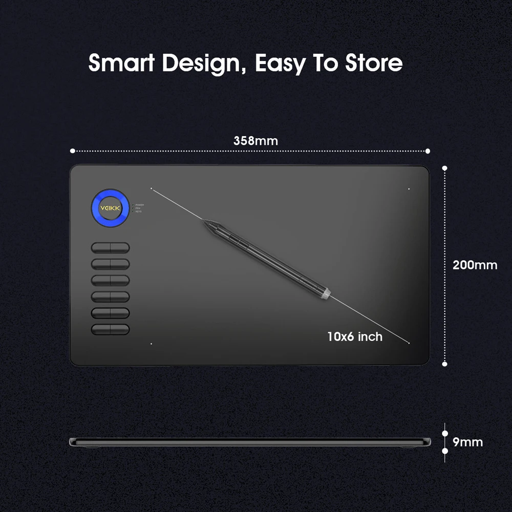 VEIKK Drawing Tablets A15 Support Android 10x6inch For Education Digital Art With 8192 Levels Pressure Stylus Graphics Tablet