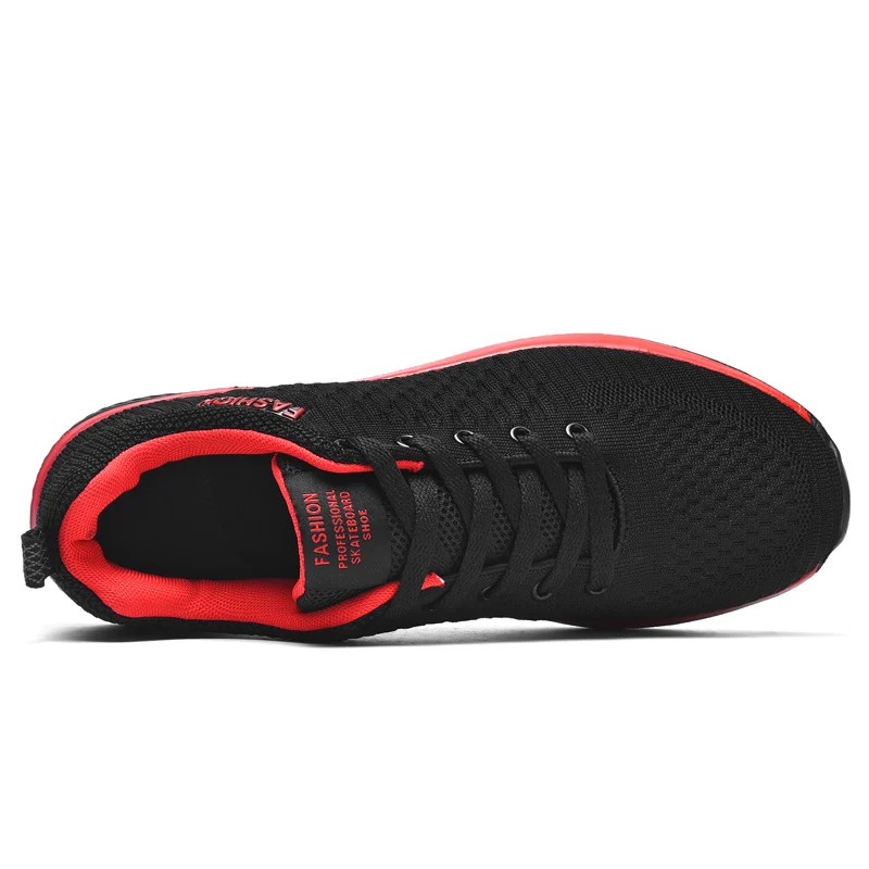 Zapatillas deportivas ligeras y transpirables para hombre y mujer, zapatos de gimnasio, tenis masculinos, color negro y rojo, talla grande 47 y 48,