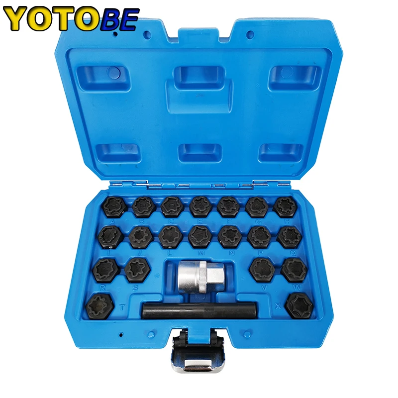 

22PCS Wheel Lock Lug Nut Key Anti-theft Tool Socket Remover Set Kit For Audi