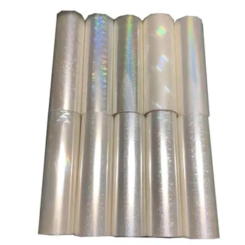 Holografik düz şeffaf sıcak damgalama folyo kağıt veya plastik 21cm X 120 m/grup DIY paketi kutusu