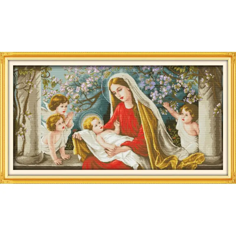 

Madonna and Child Printed Cross Stitch Kit, Needlework, DMC Cross Stitch, DIY Embroidery Kit, Character Home Decoration Painting