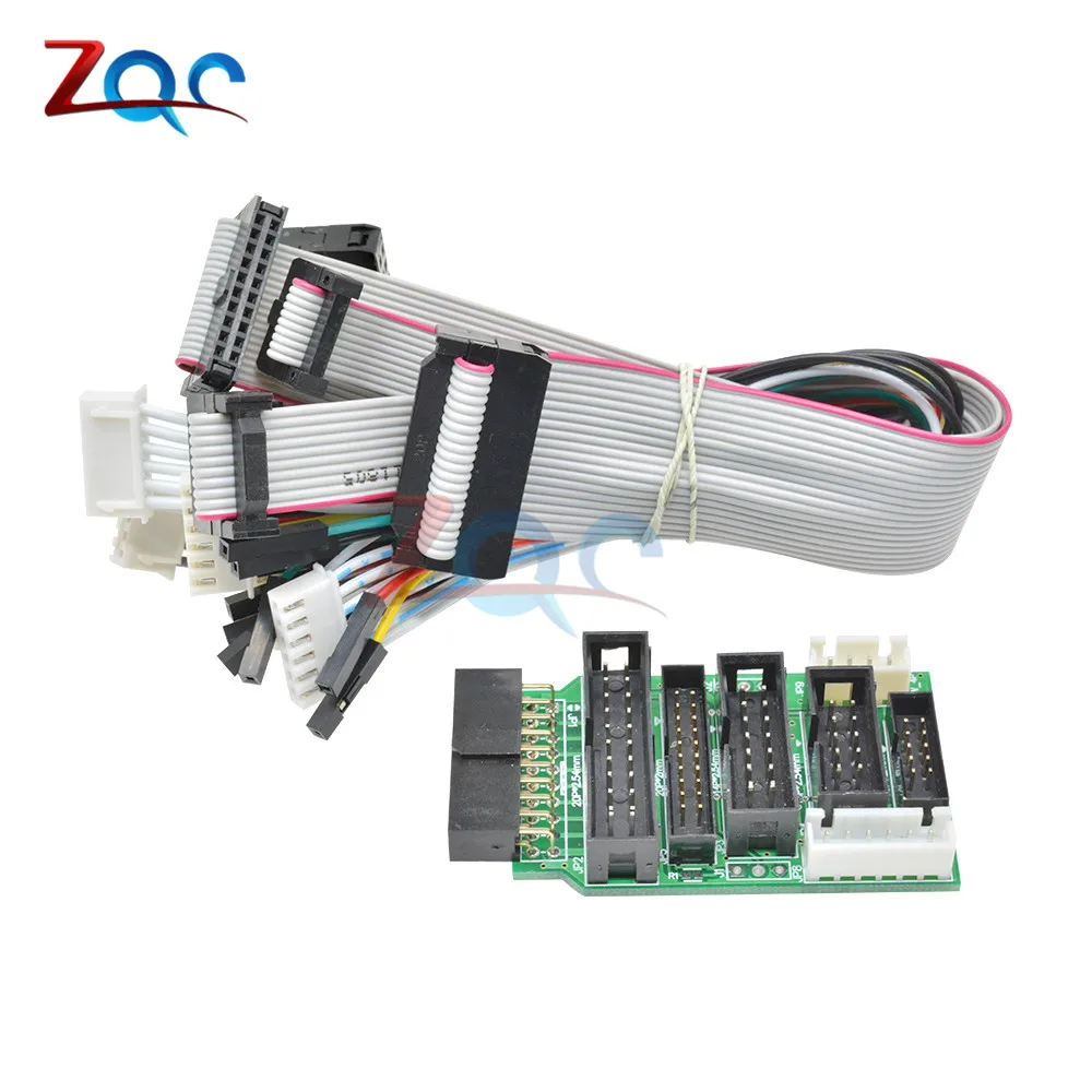 Emulator V8 JTAG Adapter Converter for J-Link with 8PCS 4 Pin 6 Pin 10 Pin 20 Pin Grey Flat Ribbon Data Cable Dupont Wire