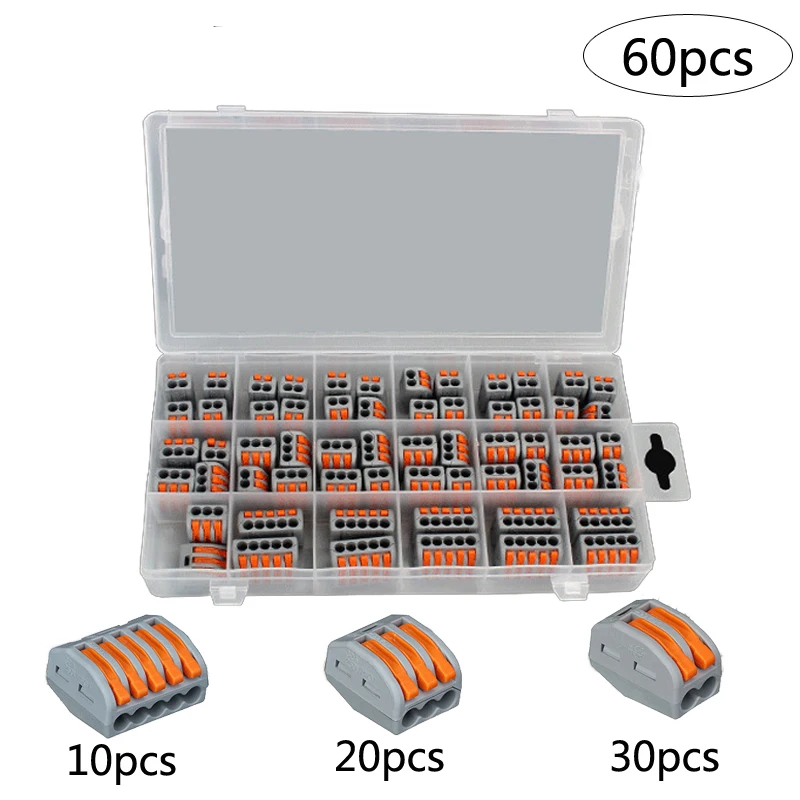 

60pcs Universal Terminals Block Plug-in Electrical Wire Connector mini fast Compact Wiring Connector push-in Terminal Block