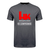 Heckler Koch Firearms No Compromise T Shirt Short Sleeve Tees Mans Tshirts Men HK Logo T-Shirts LH-227