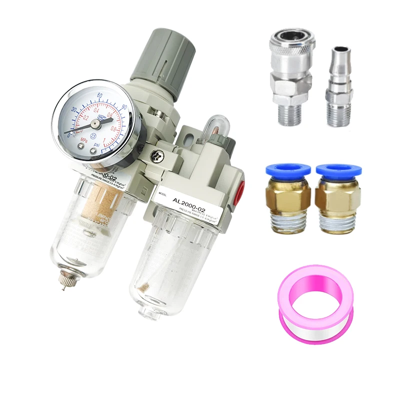 

AC2010-02 AC2010-02D Pneumatic Air Filters Pressure Regulator Oil Water Separator Manual Drainage Supply Pump Compressor Filter