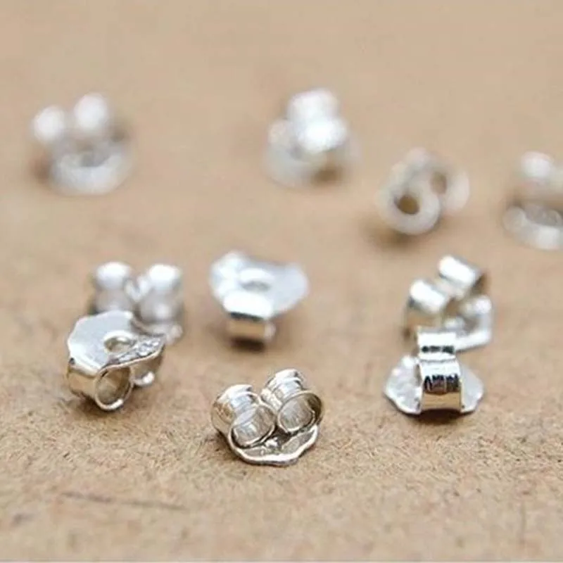 Genuine Real Pure Solid 925 Sterling Silver Earring Stopper Safety Backs Large Size Earring Plugs Jewelry Component