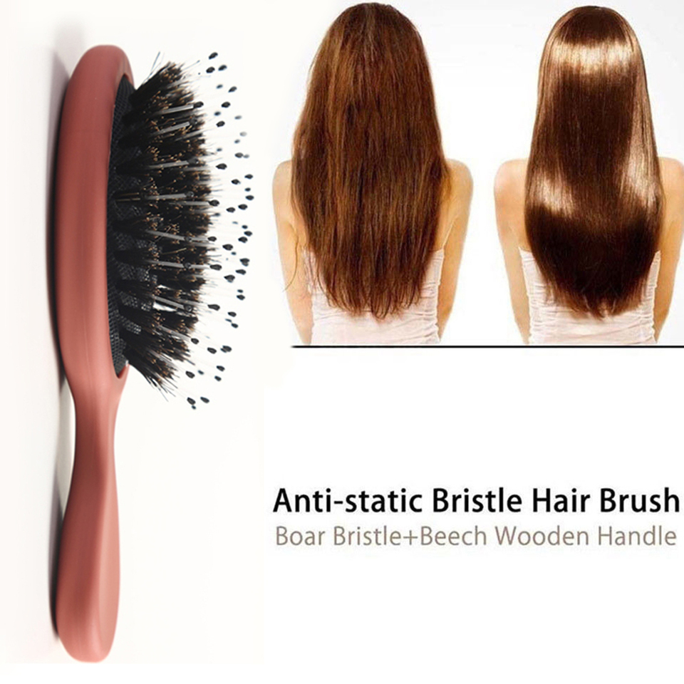  Women's Hair Brush Comb Natural Boar Bristle Anti-static Hairbrush Portable Scalp Massager Barber Hairbrush Accessories 