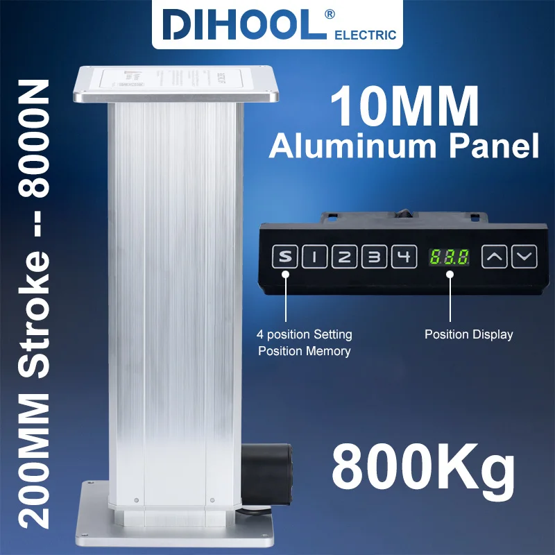 DHLC7180 AL Aluminum Panel 200MM Stroke Electric Lifting Column 800kg Load Lift Table Desk DC Motor Linear Actuator